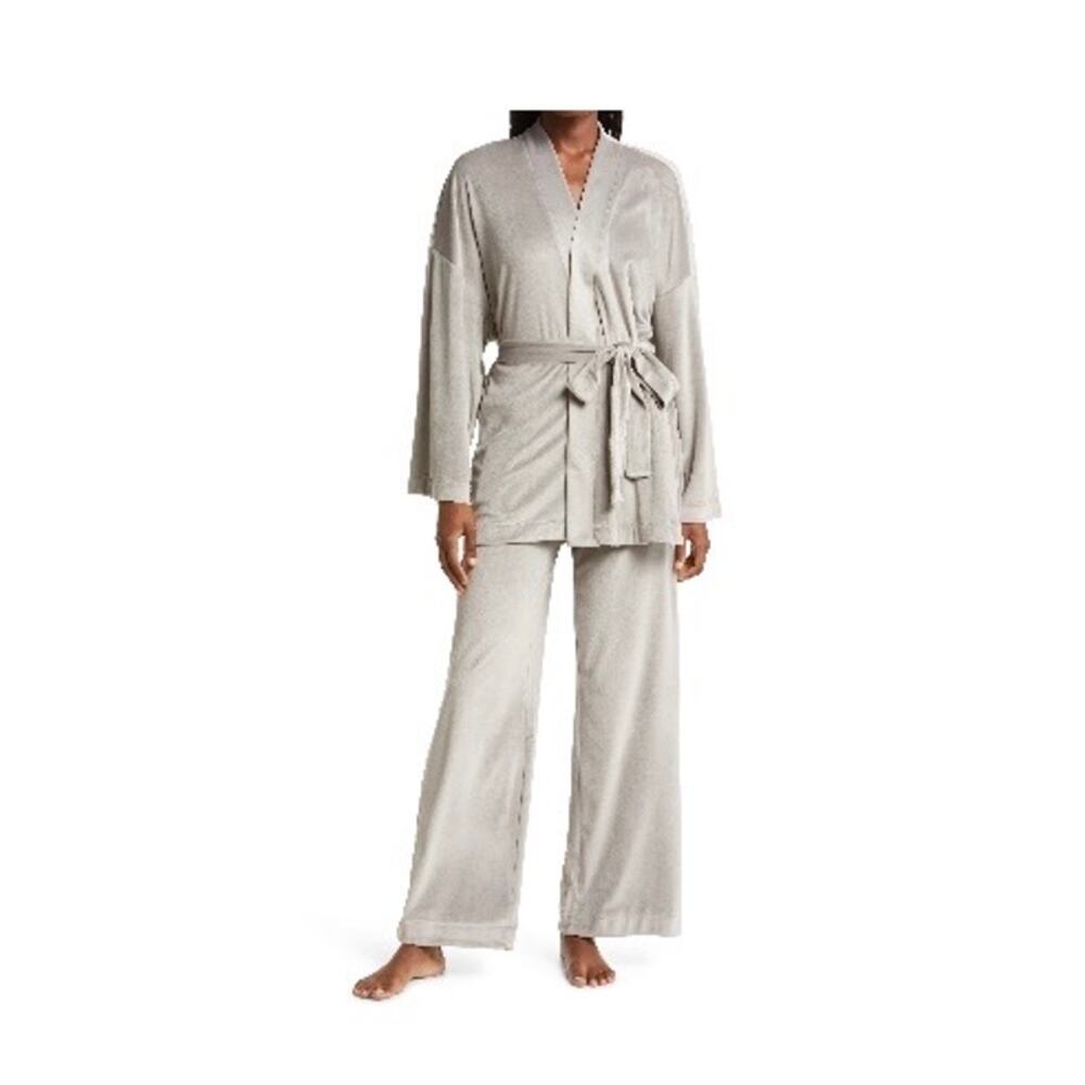 SKIMS Velour Fleece Wrap Robe Top Smoke Gray M Soft Cozy Lounge
